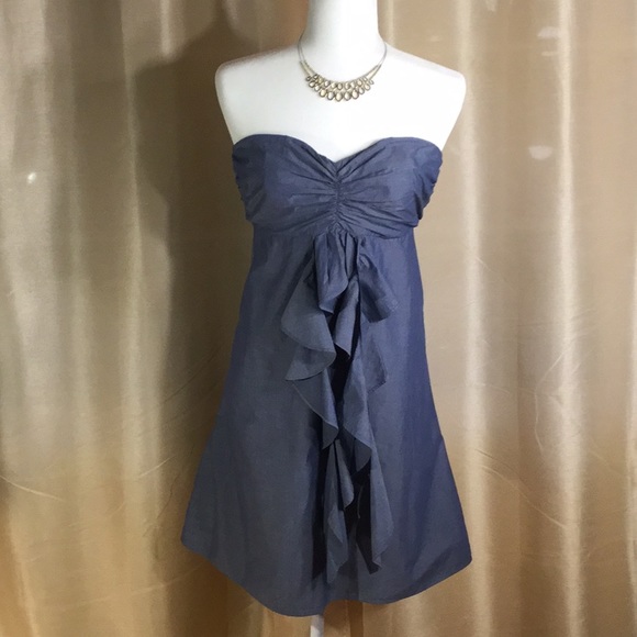 J. Crew Dresses & Skirts - EUC J Crew Blue Denim Strapless Ruffle Dress, 4